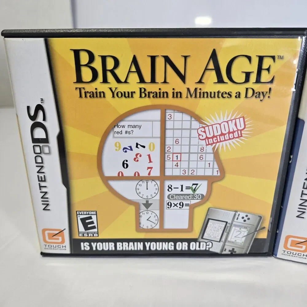Nintendo DS Brain Age 1 & Brain Age 2 Lot Bundle - Complete in Box (CIB)